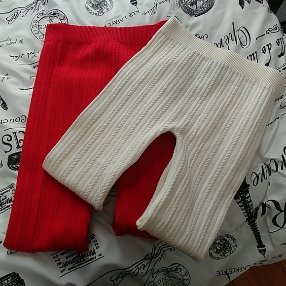 Basic Editions Other - 3/$21 🍭 Basic editions cable knit tights Red/Wht